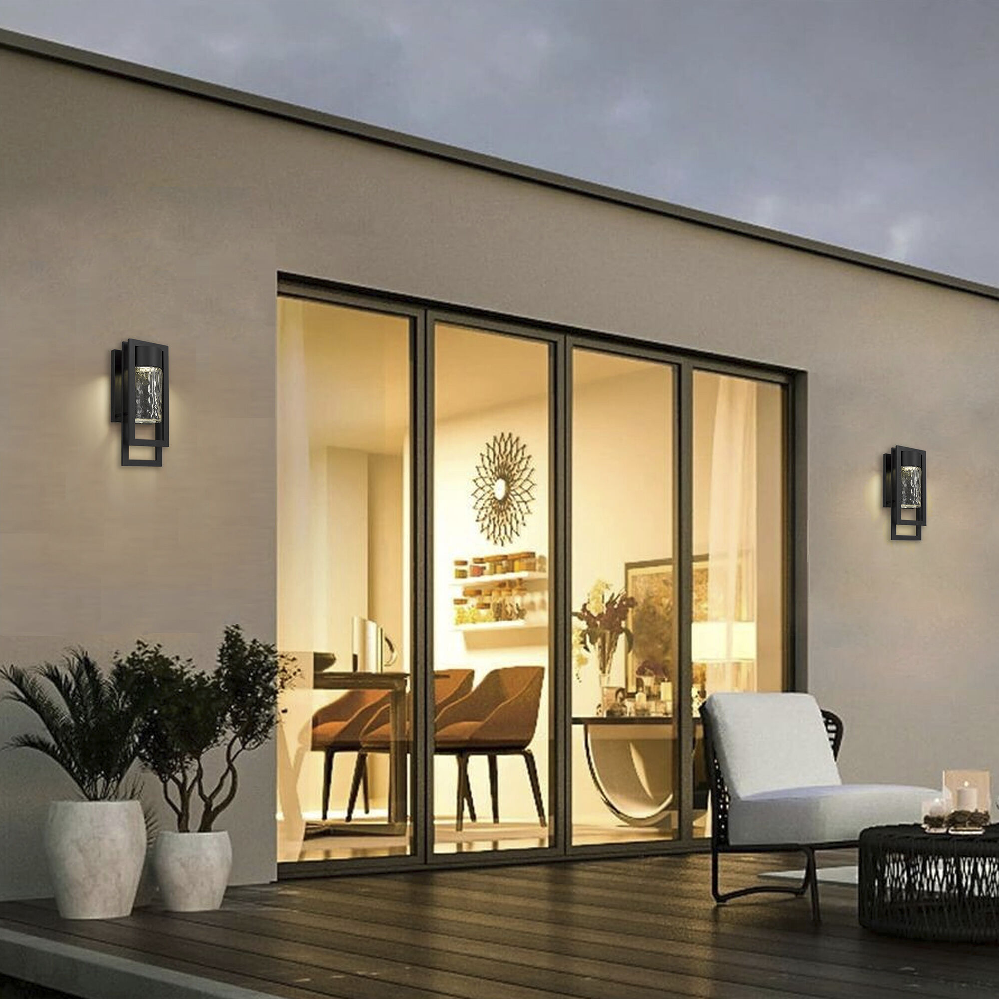 2 Step LED 15 inch Sand Black Outdoor Wall Sconce